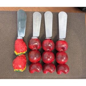 Mignon couteau pour fromage ou trempette - thématique fruit (fraise et nectarine